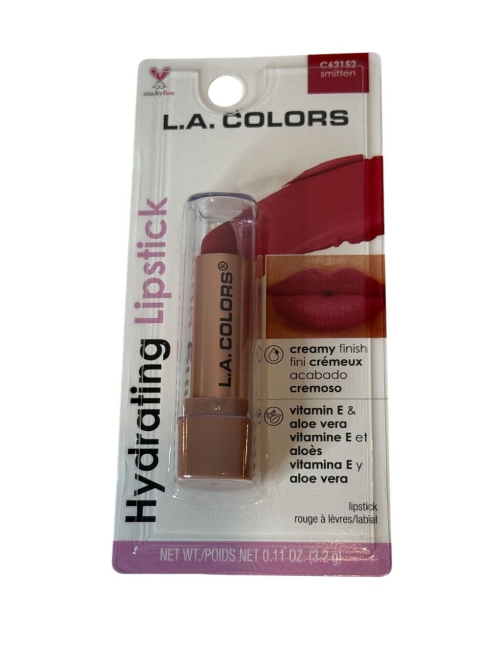 LA Colors Hydrating Lipstick Smitten C62152 Creamy Vitamin E Aloe